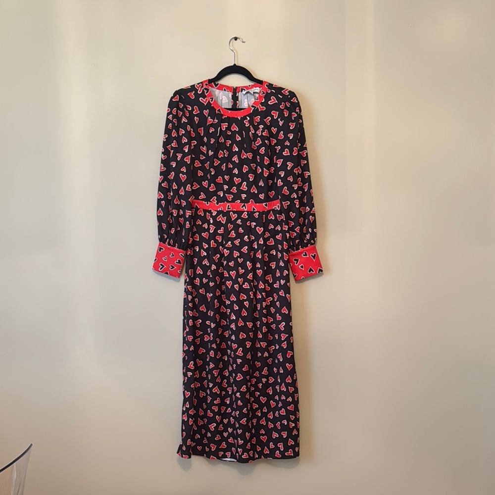 HUNTER BELL Black and Red Bishop Sleeve Sundress